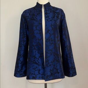 Chico's Elegant Blue and Black Patterned Blazer